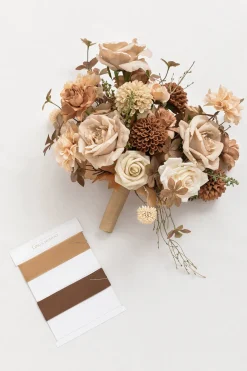 Small Free-Form Bridal Bouquet in Organic Sand Beige Elegance | Clearance