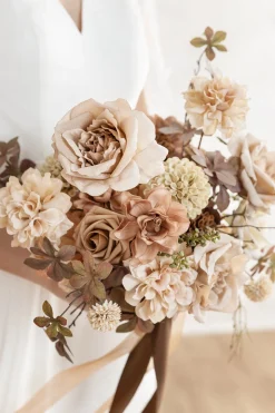 Small Free-Form Bridal Bouquet in Organic Sand Beige Elegance | Clearance