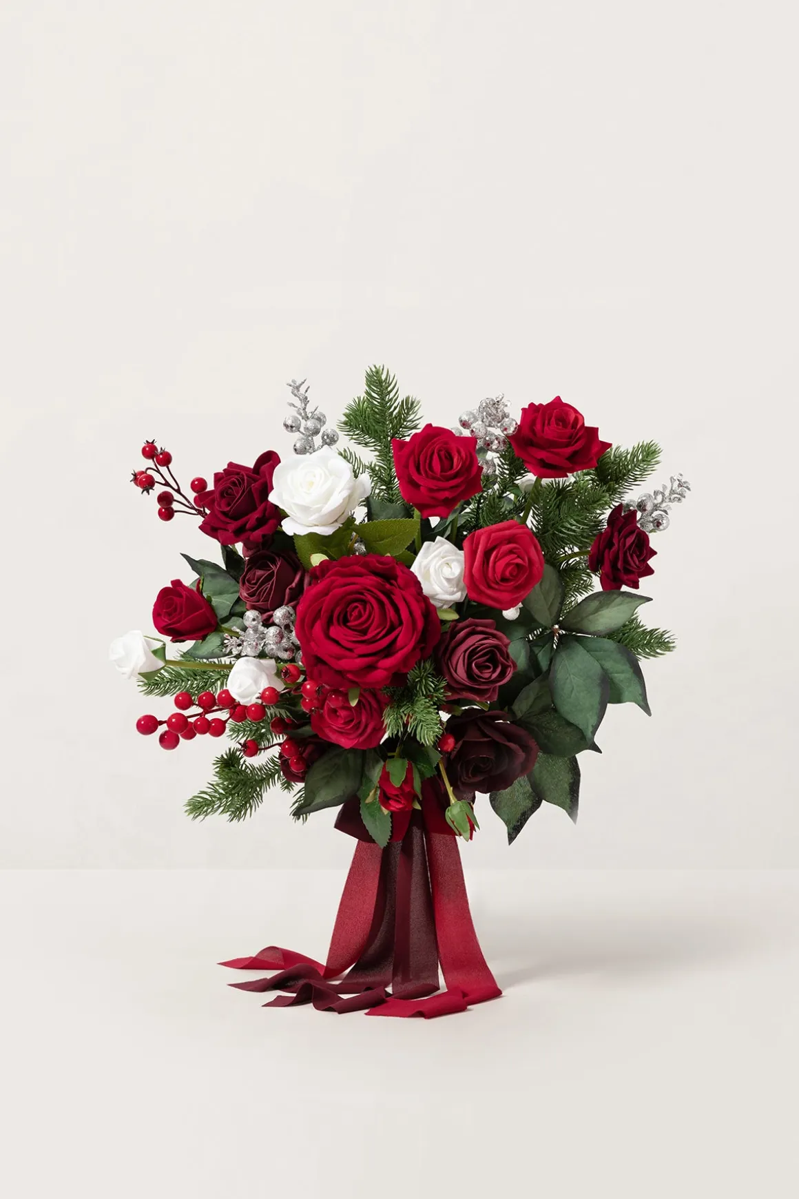 Small Free-Form Bridal Bouquet in Christmas Red & Sparkle