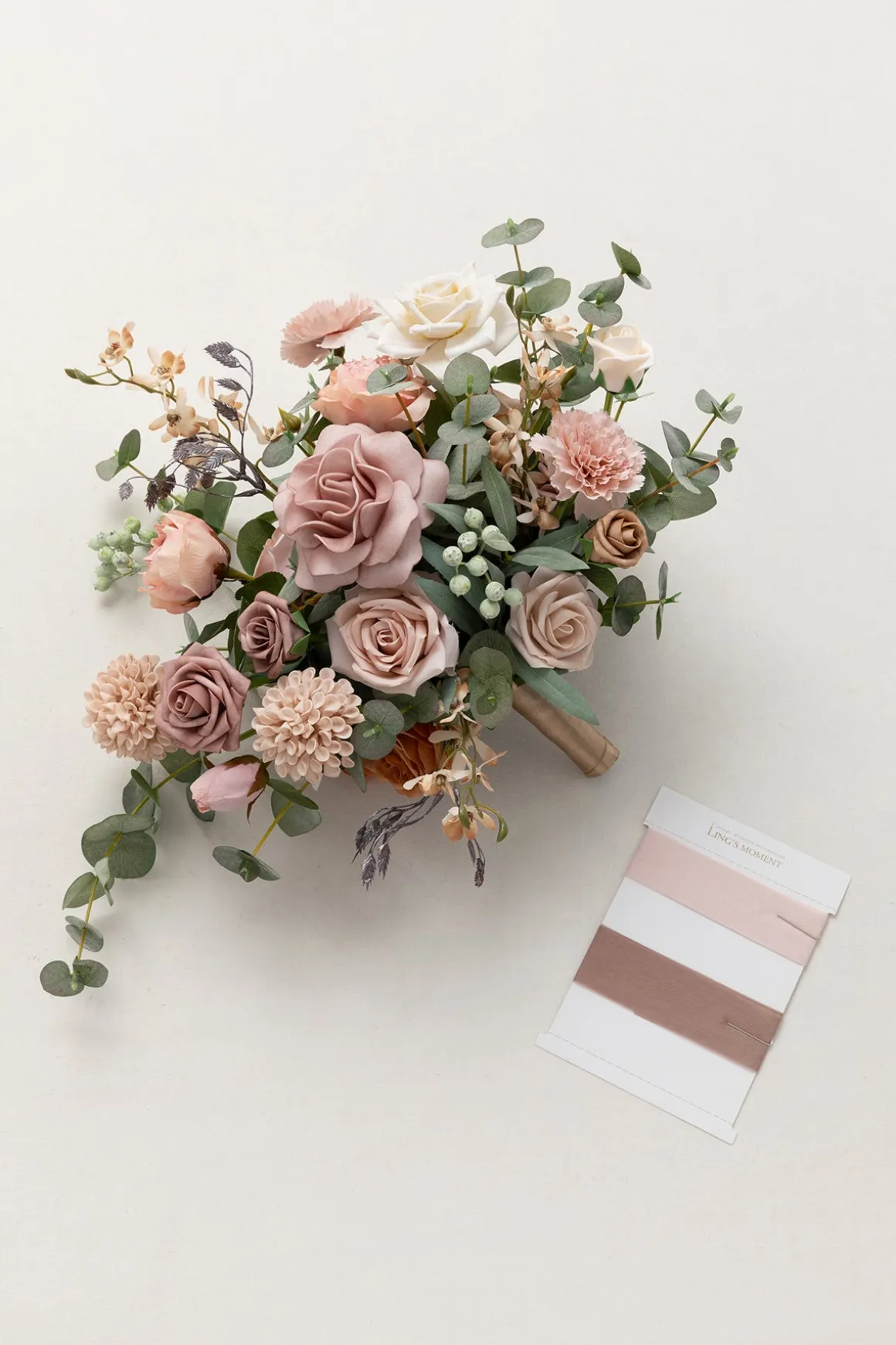 Small Free-Form Bridal Bouquet in Dusty Rose & Cream | Clearance