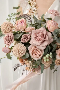 Small Free-Form Bridal Bouquet in Dusty Rose & Cream | Clearance