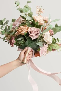 Small Free-Form Bridal Bouquet in Dusty Rose & Cream | Clearance
