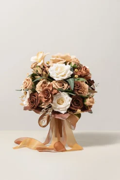 Small Round Bridal Bouquet in Caramel & Walnut Brown | Clearance