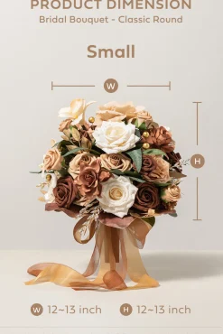 Small Round Bridal Bouquet in Caramel & Walnut Brown | Clearance