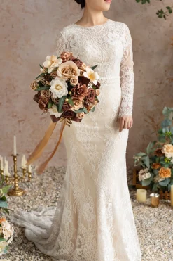 Small Round Bridal Bouquet in Caramel & Walnut Brown | Clearance