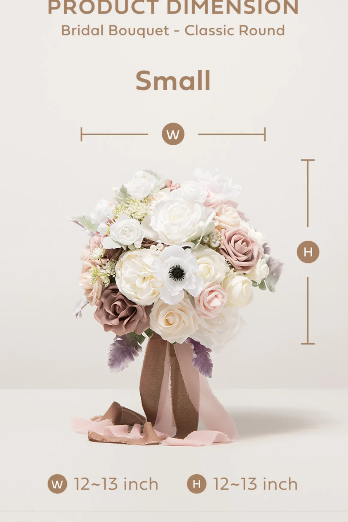 Small Round Bridal Bouquet in Dusty Rose & Cream | Clearance