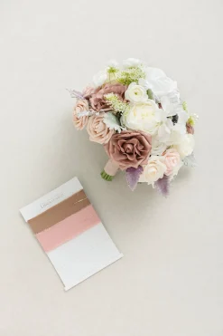 Small Round Bridal Bouquet in Dusty Rose & Cream | Clearance