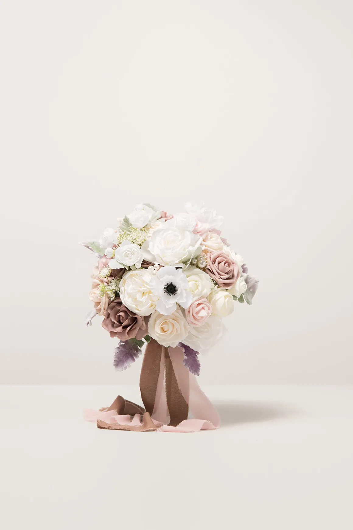 Small Round Bridal Bouquet in Dusty Rose & Cream | Clearance