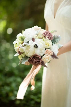 Small Round Bridal Bouquet in Dusty Rose & Cream | Clearance