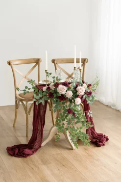 Sweetheart Table Floral Swags in Romantic Marsala
