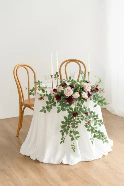 Sweetheart Table Floral Swags in Romantic Marsala