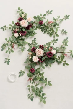 Sweetheart Table Floral Swags in Romantic Marsala