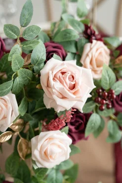 Sweetheart Table Floral Swags in Romantic Marsala