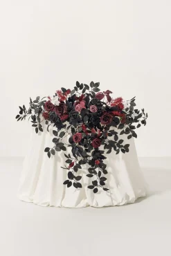 Sweetheart Table Floral Swags in Moody Burgundy & Black | Clearance