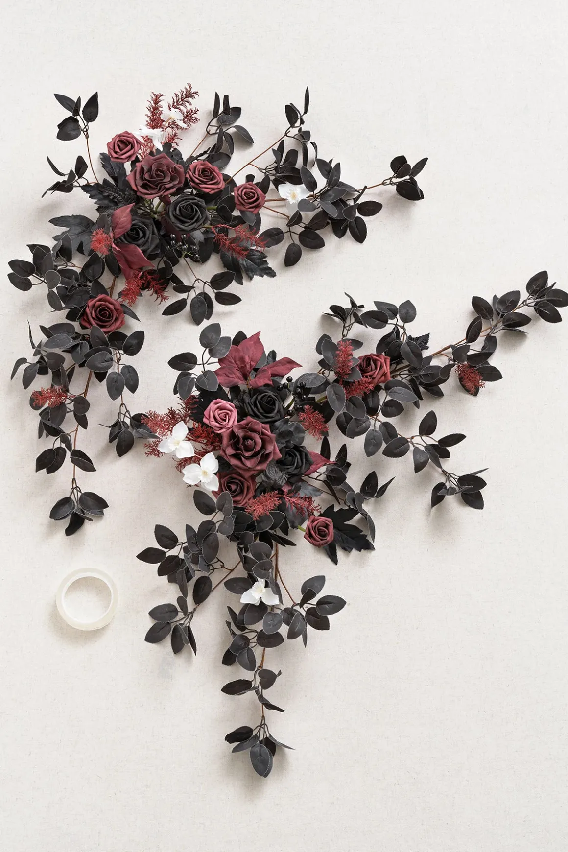 Sweetheart Table Floral Swags in Moody Burgundy & Black | Clearance