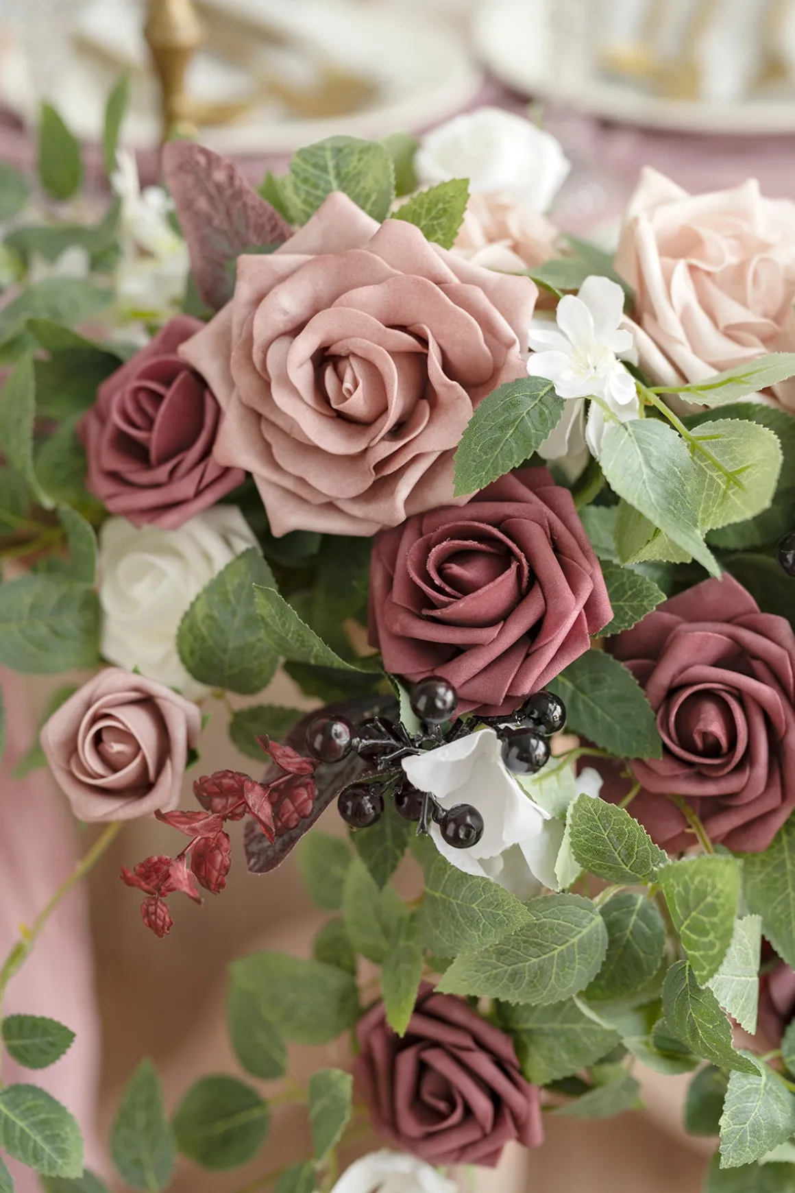 Sweetheart Table Floral Swags in Dusty Rose & Mauve