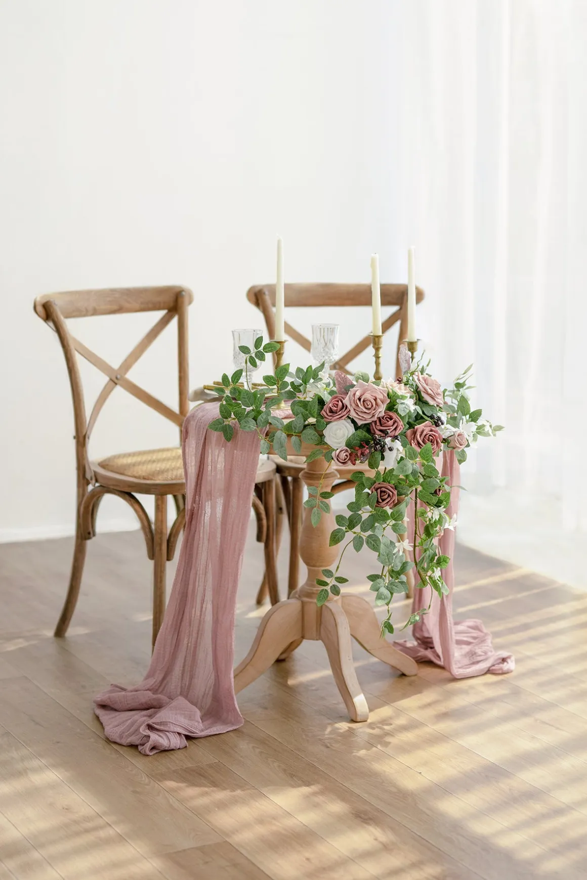 Sweetheart Table Floral Swags in Dusty Rose & Mauve