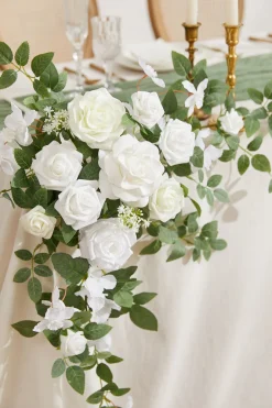 Sweetheart Table Floral Swags in White & Sage