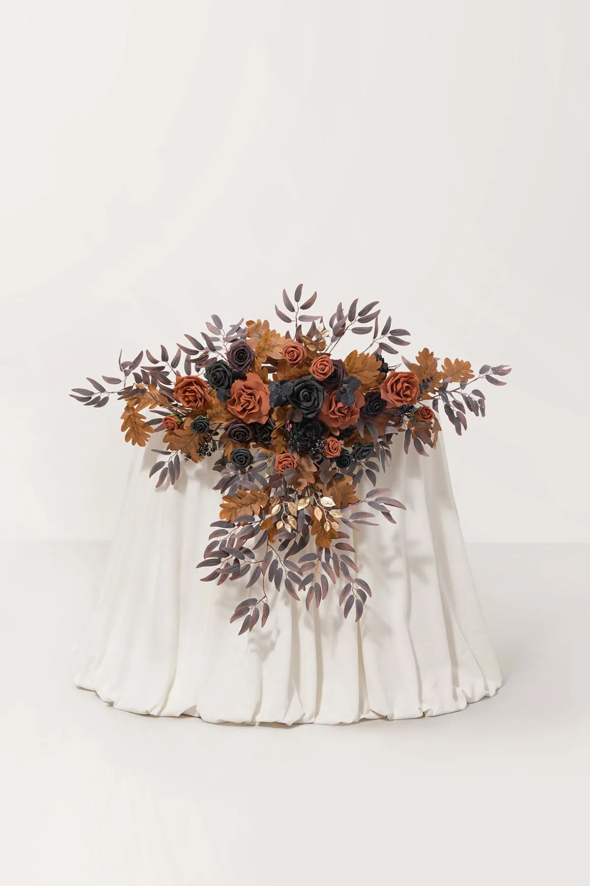 Sweetheart Table Floral Swags in Black & Pumpkin Orange | Clearance