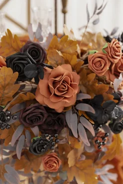 Sweetheart Table Floral Swags in Black & Pumpkin Orange | Clearance