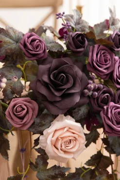 Sweetheart Table Floral Swags in Plum Velvet Wedding | Clearance