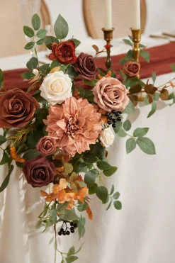 Sweetheart Table Floral Swags in Sunset Terracotta