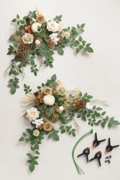 Sweetheart Table Floral Swags in Earth Brown & Tawny Beige