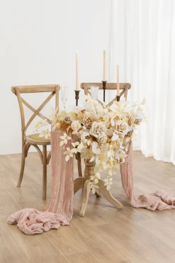 Sweetheart Table Floral Swags in Tawny Beige & Sand Beige