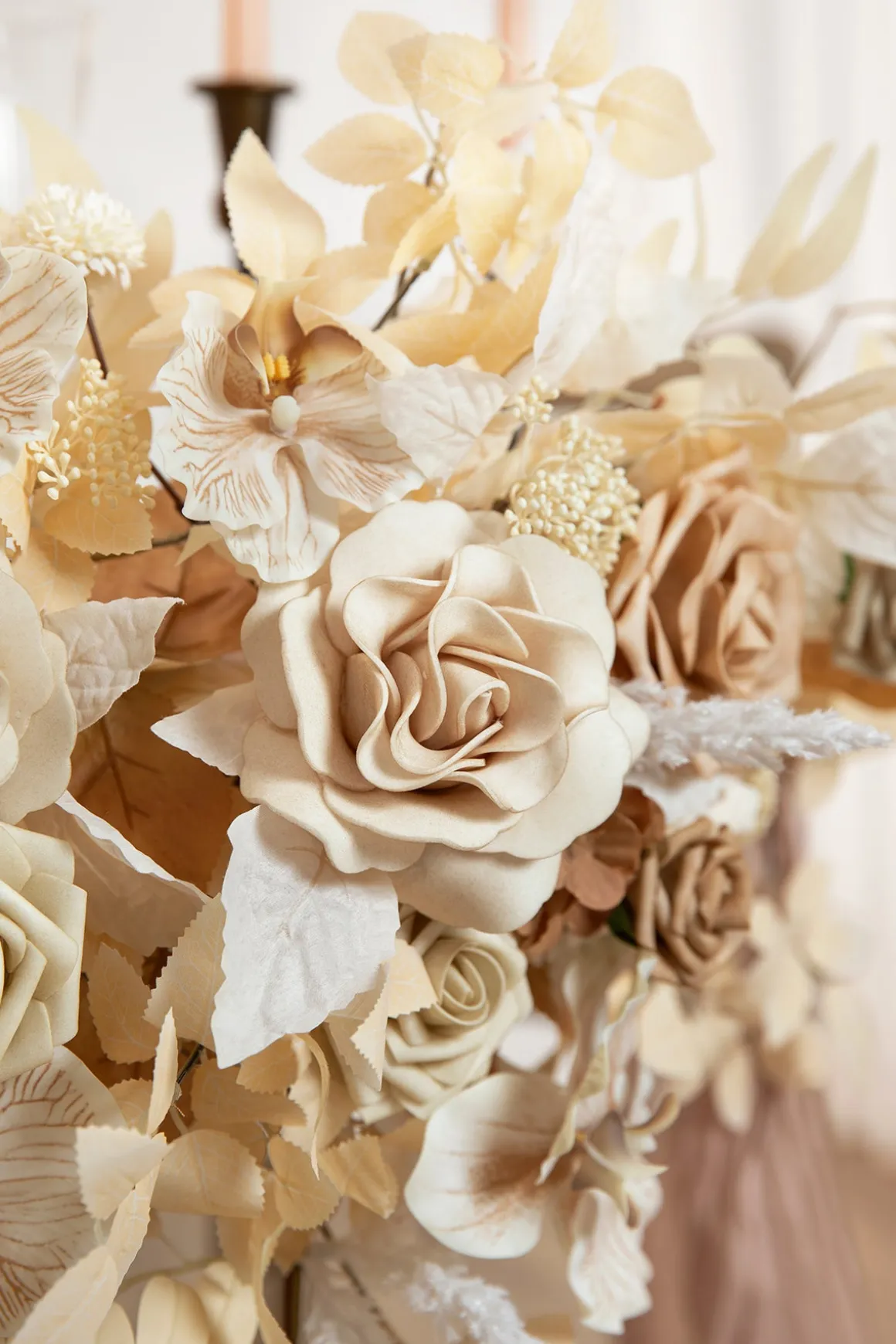 Sweetheart Table Floral Swags in Tawny Beige & Sand Beige