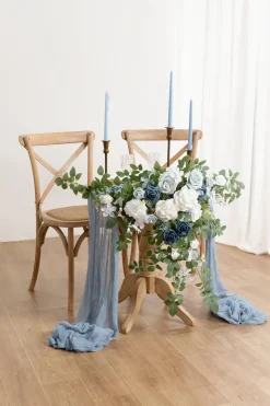 Sweetheart Table Floral Swags in Dusty Blue & Navy | Clearance