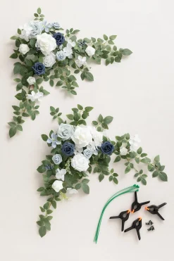 Sweetheart Table Floral Swags in Dusty Blue & Navy | Clearance