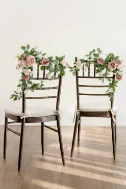 Wedding Aisle Chair Floral Decoration in Dusty Rose & Cream