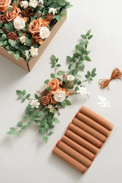 Wedding Aisle Chair Flower Decoration in Sunset Terracotta
