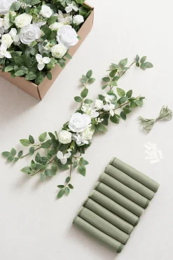Wedding Aisle Chair Flower Decoration in White & Sage