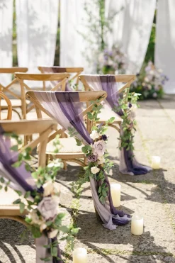 Wedding Aisle Chair Flower Decoration in Lilac & Gold