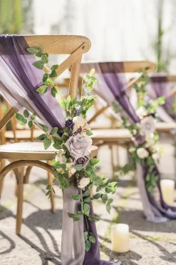 Wedding Aisle Chair Flower Decoration in Lilac & Gold