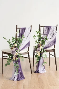 Wedding Aisle Chair Flower Decoration in Lilac & Gold