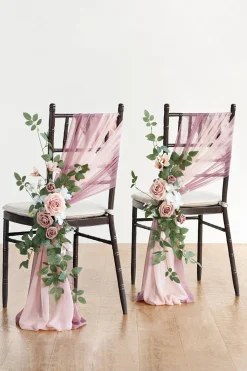 Wedding Aisle Chair Flower Decoration in Dusty Rose & Cream | Clearance