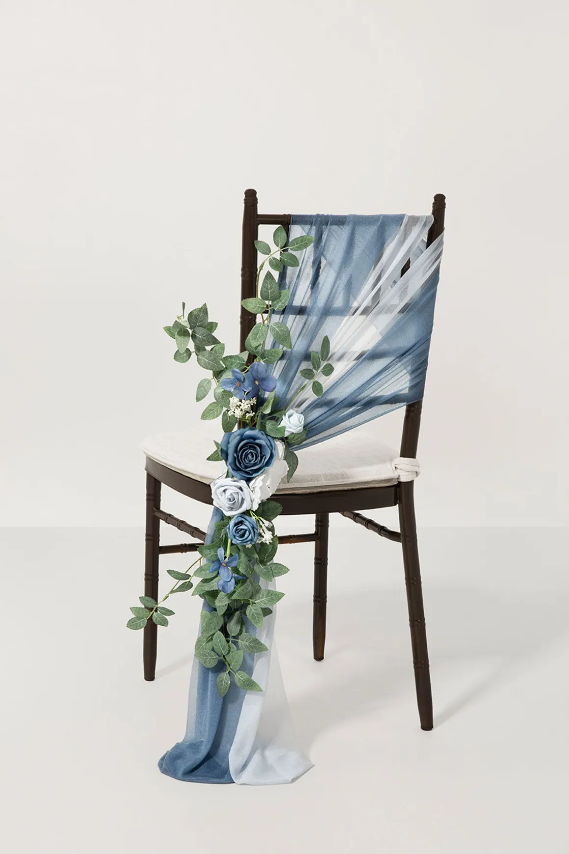 Wedding Aisle Chair Flower Decoration in Dusty Blue & Navy | Clearance