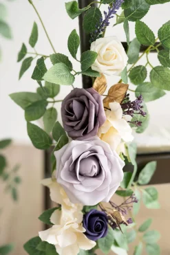 Wedding Aisle Chair Flower Decoration in Lilac & Gold (Package) | Clearance