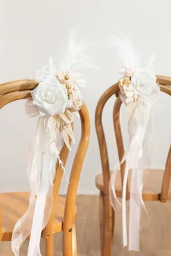 Wedding Aisle Decoration Pew Flowers in White & Beige | Clearance