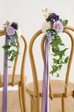 Wedding Aisle Decoration Pew Flowers in Lilac & Gold | Clearance