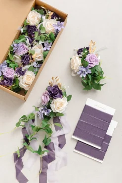 Wedding Aisle Decoration Pew Flowers in Lilac & Gold | Clearance
