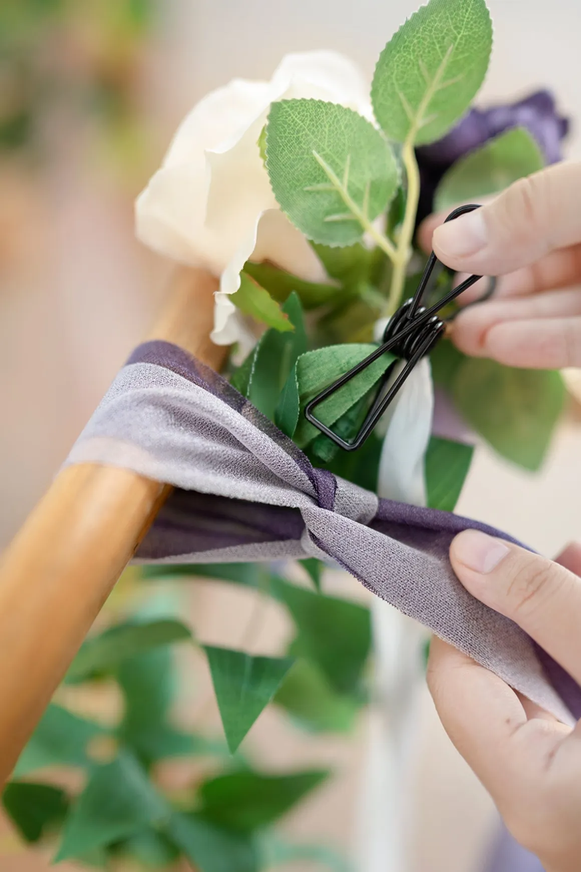 Wedding Aisle Decoration Pew Flowers in Lilac & Gold | Clearance