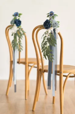 Wedding Aisle Decoration Pew Flowers in Dusty Blue