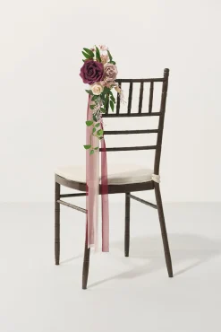 Wedding Aisle Decoration Pew Flowers in Romantic Marsala