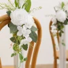 Wedding Aisle Decoration Pew Flowers in White & Sage
