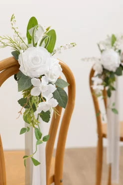 Wedding Aisle Decoration Pew Flowers in White & Sage