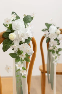 Wedding Aisle Decoration Pew Flowers in White & Sage