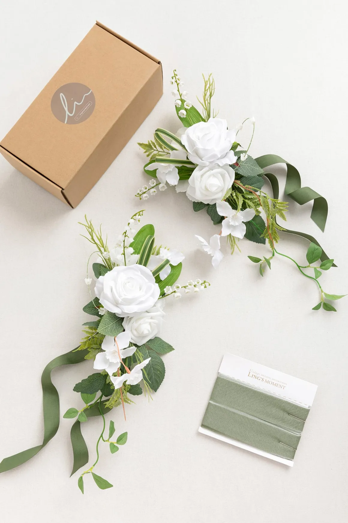 Wedding Aisle Decoration Pew Flowers in White & Sage